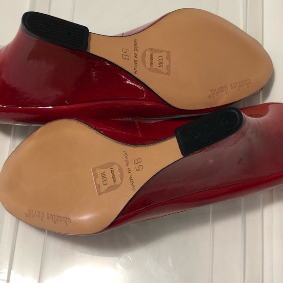Charles David Red Patent Wedge Heels - Picture 5 of 7